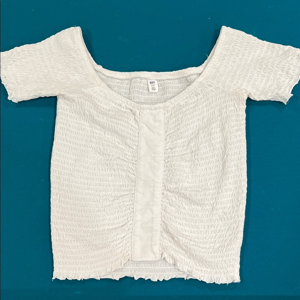 Nordstrom Cream Textured Crop Top